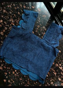 Cute cutwork blue top
