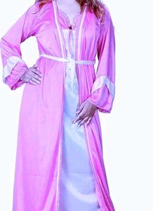 Soft Pink And White Nighty With Jacket
