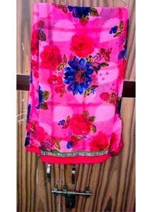 DGITAL PRINT,FLORAL PRINT SOFT GEORGETTE SARI(Pink