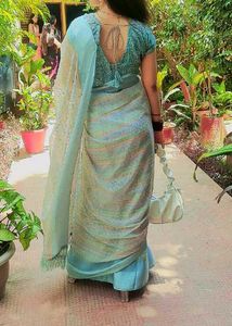 Elegant Blue Saree with unsticched blouse