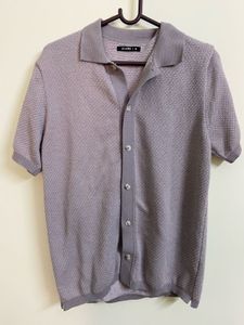 Stylish Grey Knit Polo Shirt