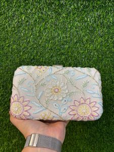 Floral Embroidered Clutch