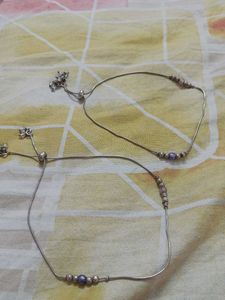 Silver Anklet With Adjustable Feature