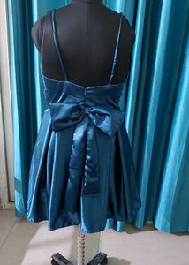 Navy Blue Teal  Mini Dres