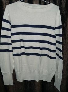 Striped Knit Pullover Sweater