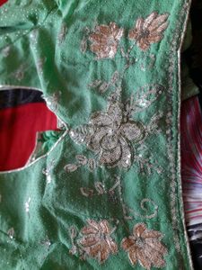 Heavy Embroidery Shiny Saree With Blouse
