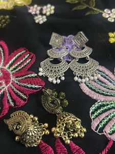 Elegant Silver & Gold Tone Earrings