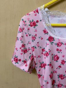 Floral Ribbed Top