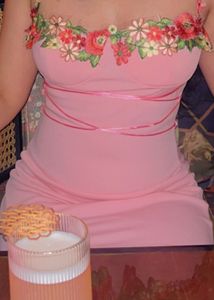 Savana Pink Floral Neckline Mini Dress