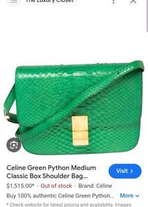 Celine Green Python Medium Classic Sling Bag