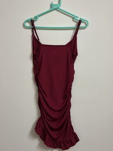 Burgundy Bodycon Mini Dress