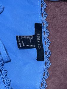 Forever 21 Blue Rayon Solid Fit &amp; Flare Dress