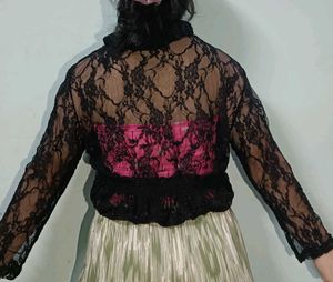 cropped lace cardigan