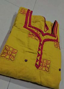 Yellow Embroidered Kurta