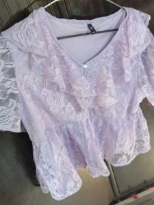 Lavender Lace Ruffle Top