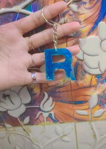 Blue Resin 'R' Keychain
