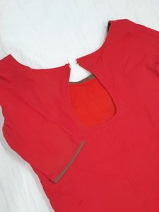Red Patola Yoke Embroidered Kurta With Dupatta