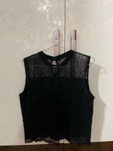 Black Lace Sleeveless Top