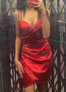 Red Bodycon Velvet Dress