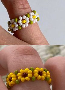 set of two Beaded Flower Ring