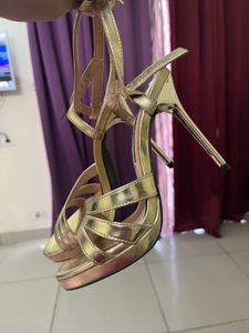 Zara Gold Strappy Heels - Size 7
