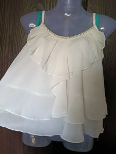 White Ruffle Tank Top