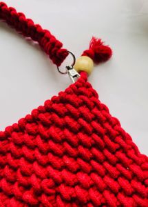 macrame red sling bag