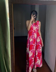 Fit&amp;Flare One Shoulder Pink Floral Maxi