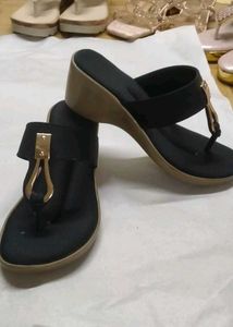 Black &amp; Gold Thong Sandals