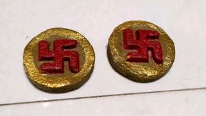 1" SWASTIK MADE FROM COW DUNG..