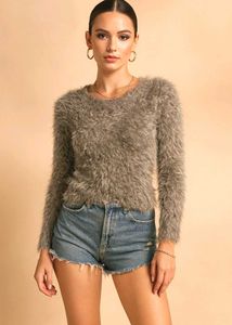 🎀Fuzzy Gray Pullover Sweater C