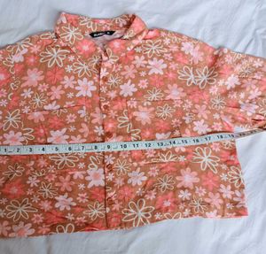 Floral Print CropShirt With Crop Top