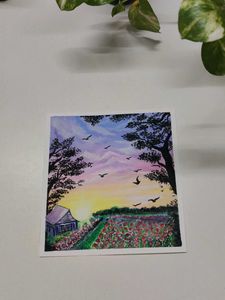 Watercolor Painting - Sunset Landscape