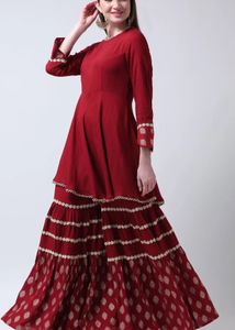 Maroon Sharara Suit