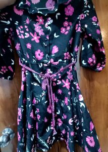 Floral Print Button Down Kids Dress