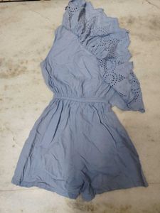 Blue Ruffle Romper