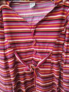 Striped Tie-Front Top