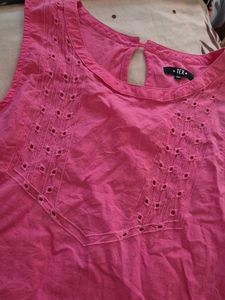 Pink Sleeveless Embroidered Top