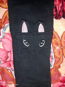 Cute Rabbit Black Jeans