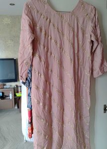 Pink Embellished Kurti