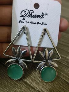 Silver Plated Emerald Earings.