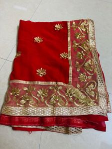 Red Embroidered Saree