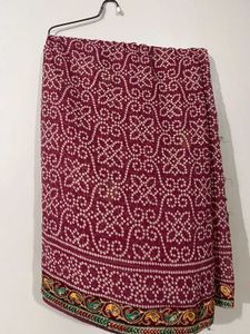 Maroon Bandhani Saree