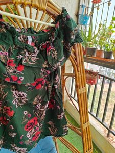 Tropical Green Off Shoulder Top