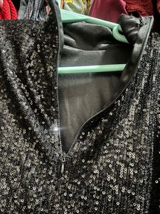 Black Sequin Cropped Blouse
