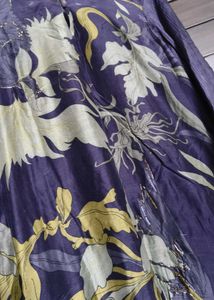 Purple Floral Print Embroidered Kurta Set