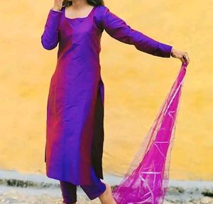 Purple Kurta With Net Dupatta 💜💜