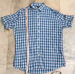 Blue Checked Short Sleeve Shirt