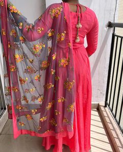 Elegant Pink Anarkali Suit Set