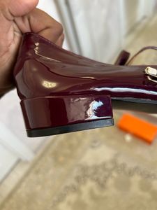 Burgundy &amp; Black Mary Jane Heels Imported